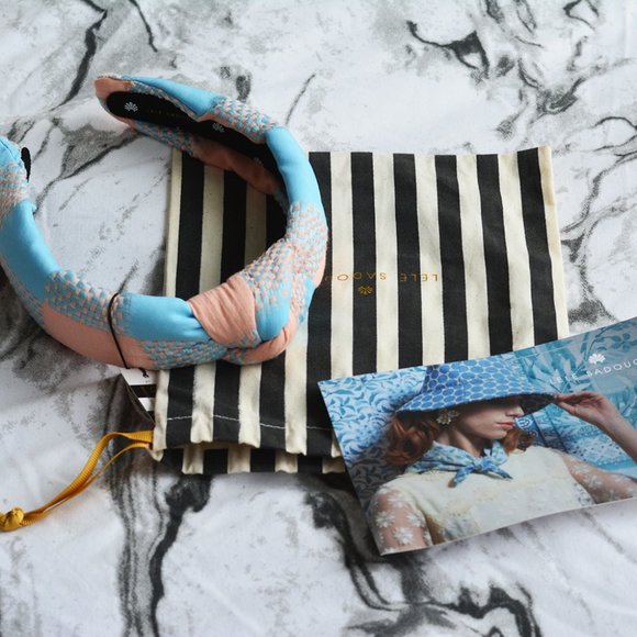 BNWT Lele Sadoughi Plaid Knotted Headband in Sunset Check - Picture 5 of 7